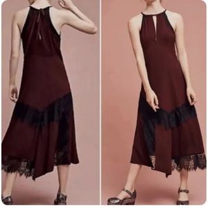Moulinette Soeurs Janie Dress‎ Deep Purple Maroon Sz 0 Anthropologie Halter